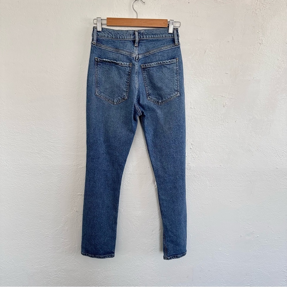 Agolde Riley High Rise Straight Crop Jeans in Whiplash Distressed - Picture 4 of 8